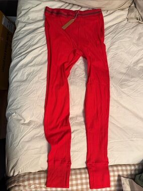 SKIMS Red Ribbed Thermal Leggings